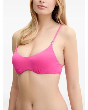 Guess Top De Bikini Con Aplique Del Logo - Rosa