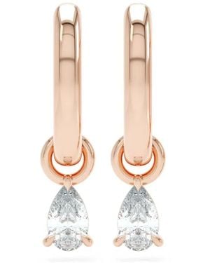 LOEV Pendientes de aro Allday en oro rosa de 14 ct con diamantes - Blanco