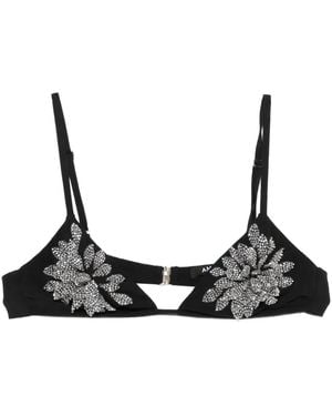 Amen Top Verfraaid Met Bloemen - Zwart