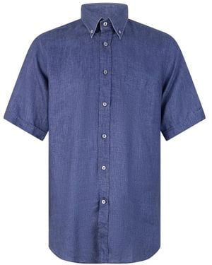 Paul & Shark Linen Short-Sleeve Shirt - Blue
