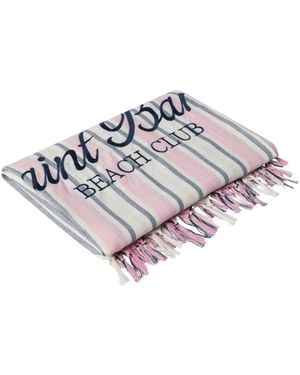 MC2 Saint Barth Fouta Gestreept Strandlaken Met Franje - Wit