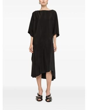 Nissa Viscose And Silk Midi Dress - Black