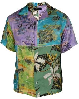 Amiri Patchwork Plant-Motif Shirt - Green