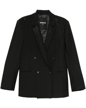 Patrizia Pepe Rhinestone-Embellished Blazer - Black