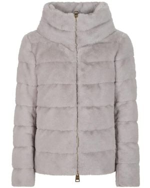Herno Quilted Faux-Fur Jacket - Grey