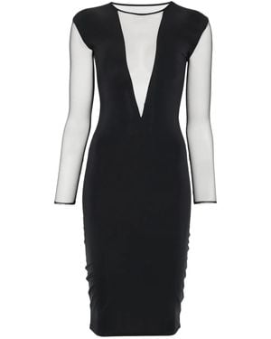 Maison Close V-Neck Long-Sleeve Mini Dress - Black