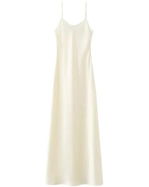 Almada Label Satin-Finish Spaghetti-Strap Midi Dress - White