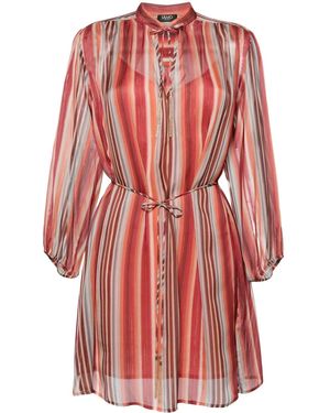 Liu Jo Striped Split-Neck Minidress - Red