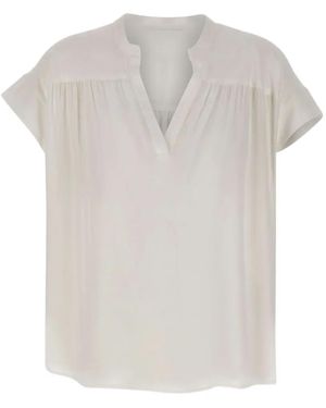 Kaos Gathered Flared Blouse - White