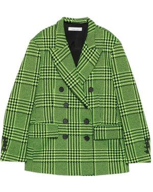 Liviana Conti Double-Breasted Check-Pattern Blazer - Green