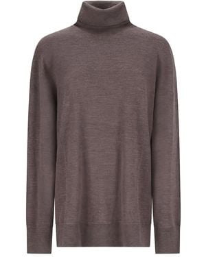 The Row Turtleneck Long-Sleeve Top - Brown