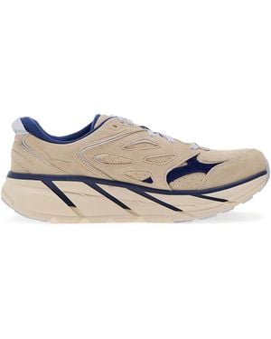 Hoka One One Layered Suede Low-Top Trainers - Natural