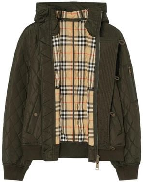 Burberry Hooded Quilted Nylon Bomber Jacket - Green