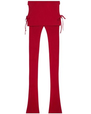 Blumarine Cut-out ribbed-knit leggings - Rot