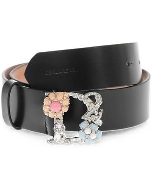 DSquared² Logo-Embellished Leather Belt - Black