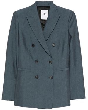 PT Torino Double-Breasted Peak-Lapel Blazer - Blue