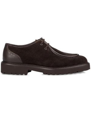 Doucal's Corduroy-Effect Calf Leather Derby Shoes - Brown