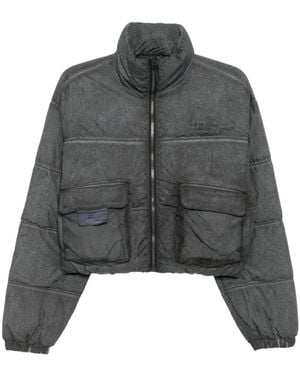 Izzue Logo Cropped Puffer Jacket - Grey