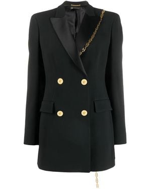 Versace Chain Detail Double Breasted Blazer - Black