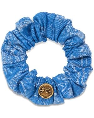 Etro Jacquard Denim Scrunchie - Blue
