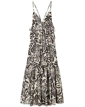 Twinset Abstract-Print Tiered Maxi Dress - White