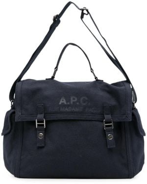 A.P.C. Logo-Print Messenger Bag - Blue