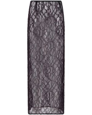 Laneus Chantilly Laced Midi Skirt - Black