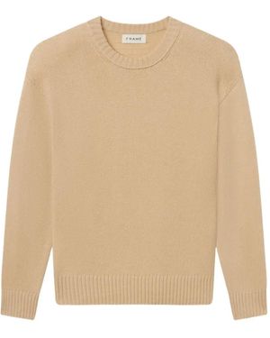 FRAME Crew-Neck Dropped-Shoulder Sweater - Natural
