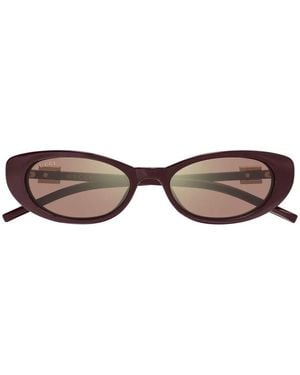 Gucci Logo-Plaque Cat-Eye Sunglasses - Brown