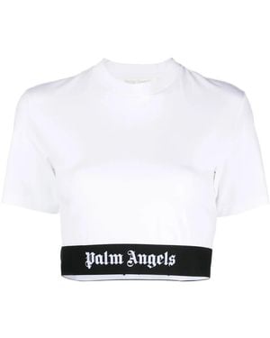 Palm Angels Logo-print Cropped T-shirt - White