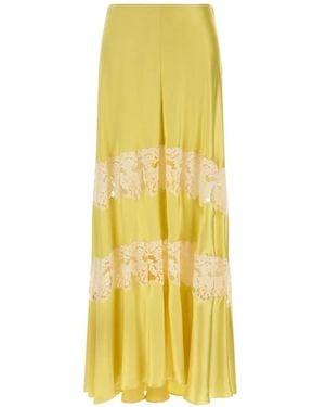 Alberta Ferretti Rok Met Kanten Vlakken - Geel