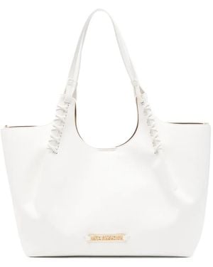 Love Moschino Logo-Plaque Tote Bag - White