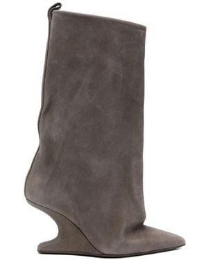 Rick Owens Pointed-Toe Leather Boots - Gray
