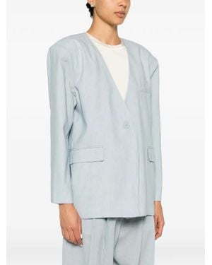 ELEH Collarless Single-Breasted Blazer - Blue