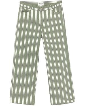 MAISON 123 Jeans Crop Rose A Righe Verticali - Verde