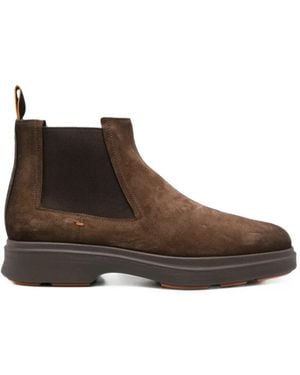 Santoni Suede Chelsea Boots - Brown