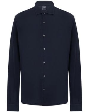 Fedeli Long-Sleeved Button-Up Shirt - Blue