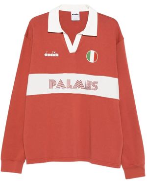 Diadora Legacy V-Neck Paneled Polo Shirt - Red