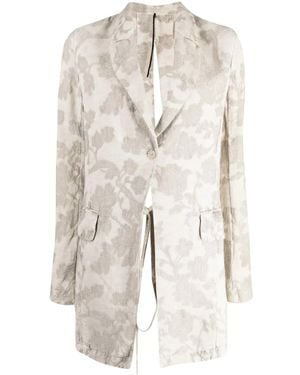 Masnada Embroidered-Flower Blazer - White