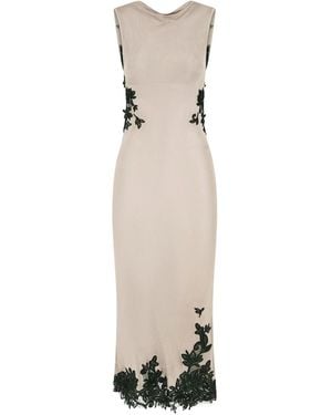 Christopher Esber Hibiscus Embroidered-Lace-Insert Midi Dress - White