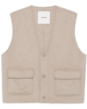 Nanushka Flap-Pockets Cropped Gilet - Natural