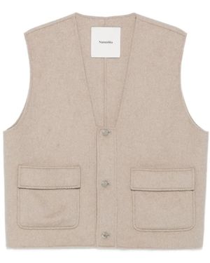 Nanushka Gilet Crop Con Tasche - Neutro