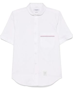 Thom Browne Overhemd Met Geborduurde Sjaalkraag - Wit