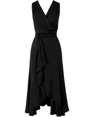 Silk95five Shangri La Ruffled V-Neck Maxi Dress - Black