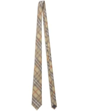 Burberry Checked Silk Tie - White