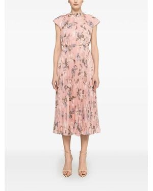 Nissa Floral-Print Pleated Dress - Pink