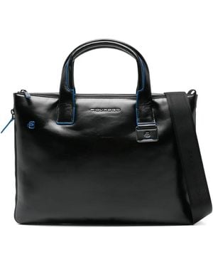 Piquadro Leather top-handle briefcase - Schwarz