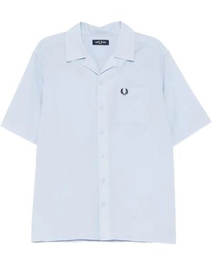 Fred Perry Camicia Con Logo Ricamato - Blu
