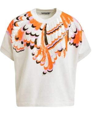 Essentiel Antwerp Sequined Peacock T-Shirt - White