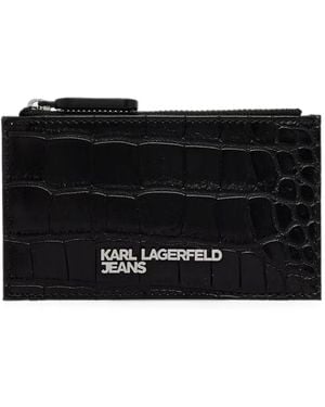 KARL LAGERFELD Croc-Effect Card Holder - Black